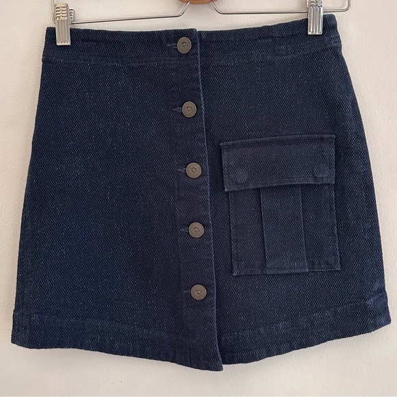 3x1 denim jean button front textured mini skirt high low hem size XS - Picture 1 of 7